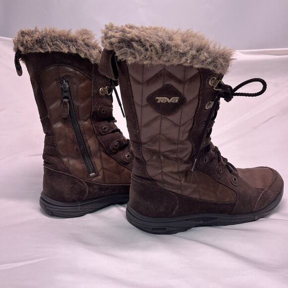 Teva Lenawee Leather Waterproof Tall Womens Winter Boots Brown US Size 7.5 - Picture 3 of 5